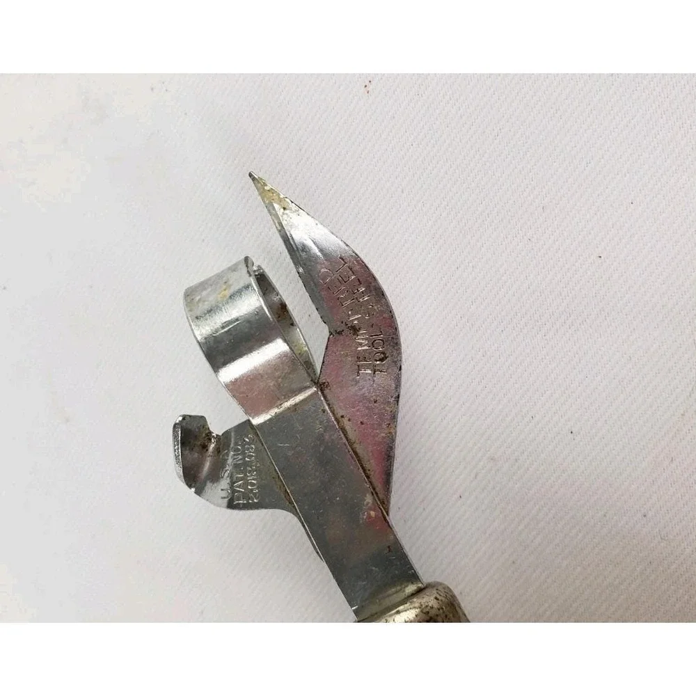 Vintage Multi Can Bottle Opener Tempered Tool‎ Steel Red Wood Chippy Handle USA